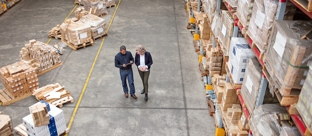 A warehouse team receives materials through our project staging service.