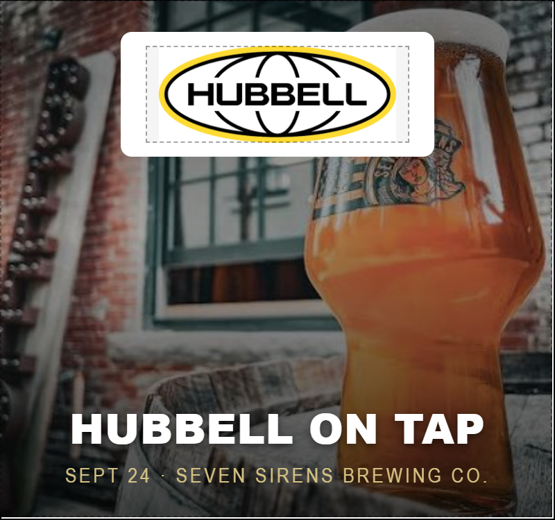 Graphic showcasing an event Fromm is hosting with Hubbell at Seve Sirens Brewing.