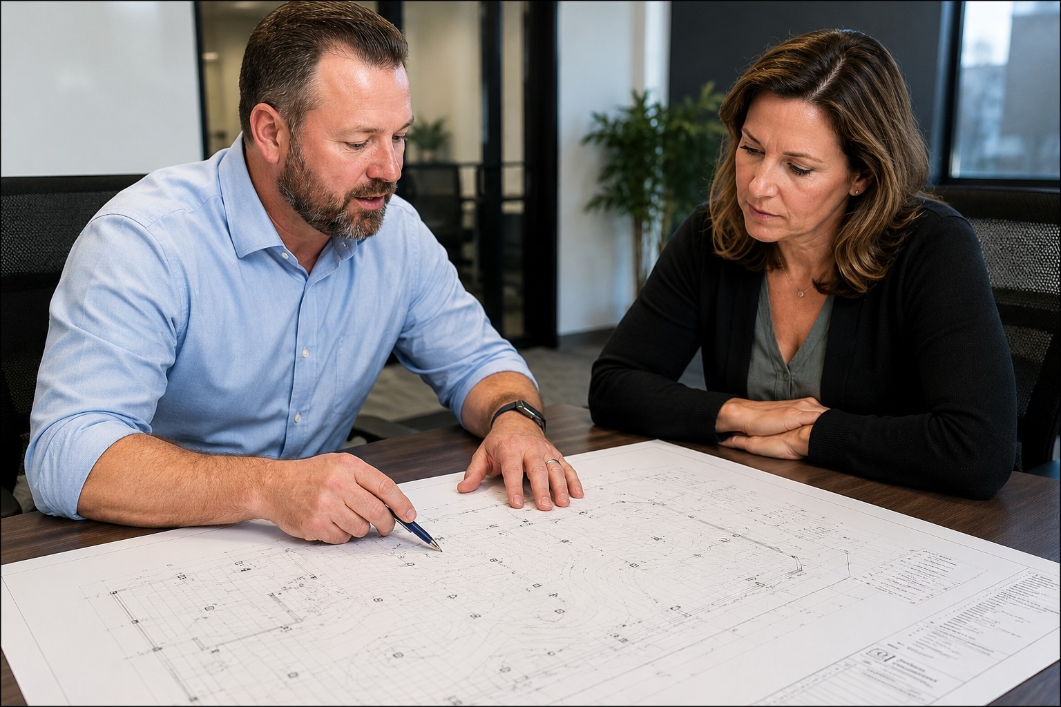 Fromm lighting designer reviewing a photometric layout for a commercial project in eastern Pennsylvania