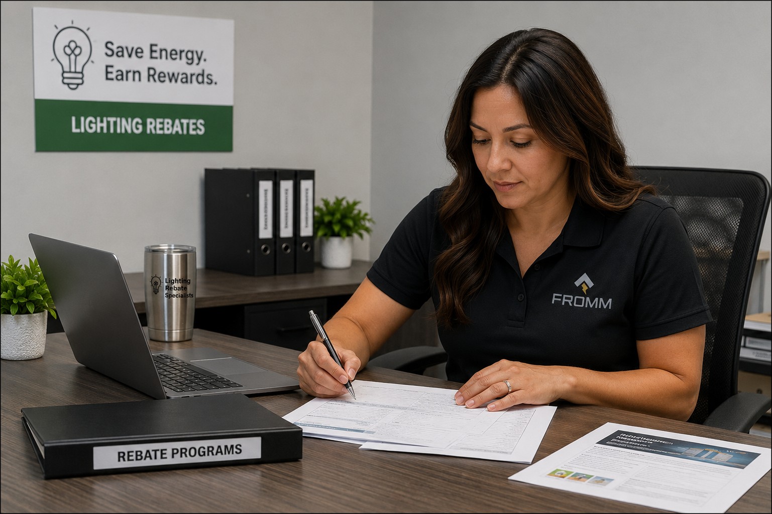 romm utility rebate specialist processing Pennsylvania Act 129 lighting incentive paperwork for a customer
