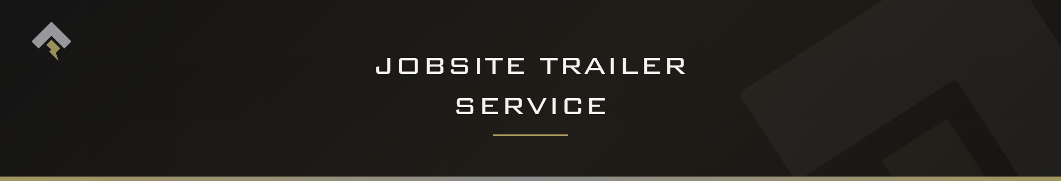 Fromm page header banner for "Jobsite Trailer Service" featuring the Fromm chevron and lightning bolt mark on a dark charcoal background with a subtle gold-gray diagonal accent.