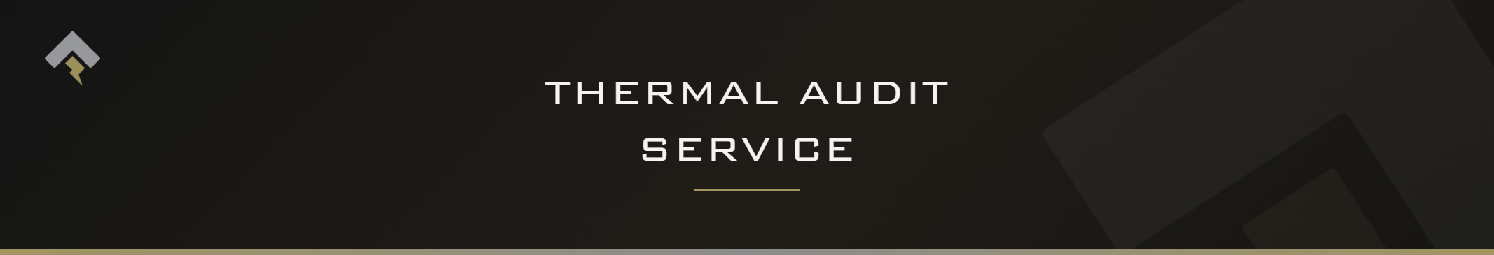 Fromm page header banner for "Thermal Audit Service" featuring the Fromm chevron and lightning bolt mark on a dark charcoal background with a subtle gold-gray diagonal accent.