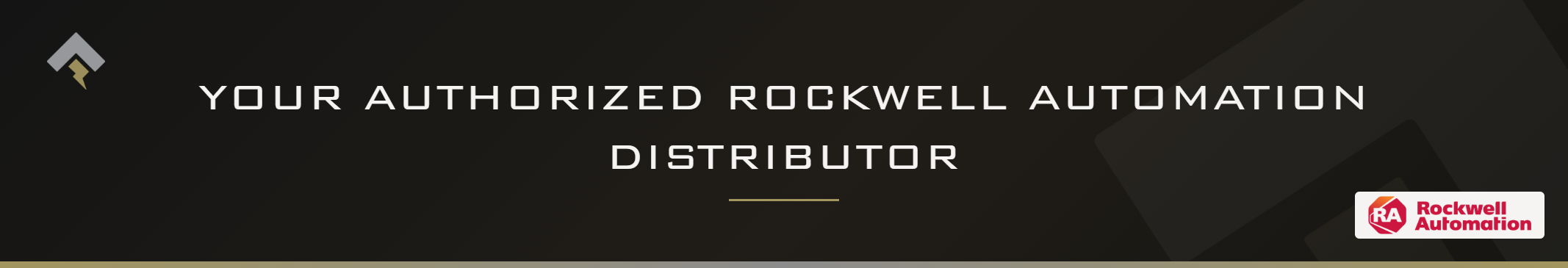 Fromm page header banner for "Rockwell Automation" featuring the Fromm chevron and lightning bolt mark on a dark charcoal background with a subtle gold-gray diagonal accent.