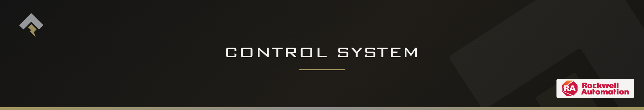  Fromm page header banner for "Control System" featuring the Rockwell Automation logo on a dark charcoal background with a subtle gold-gray diagonal accent.