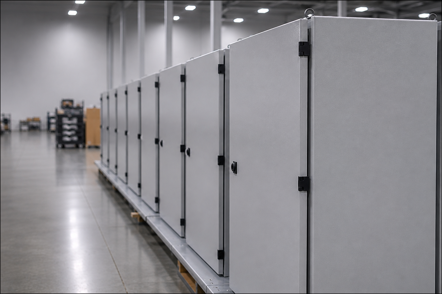 Industrial control panel enclosures in the FrommConnect fabrication shop